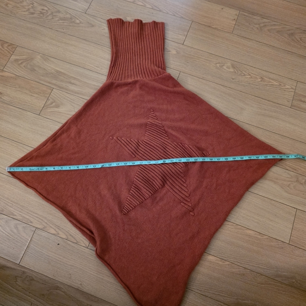 Italian Made Cowl Neck Knit Star Poncho-OSFM - Picture 7 of 11